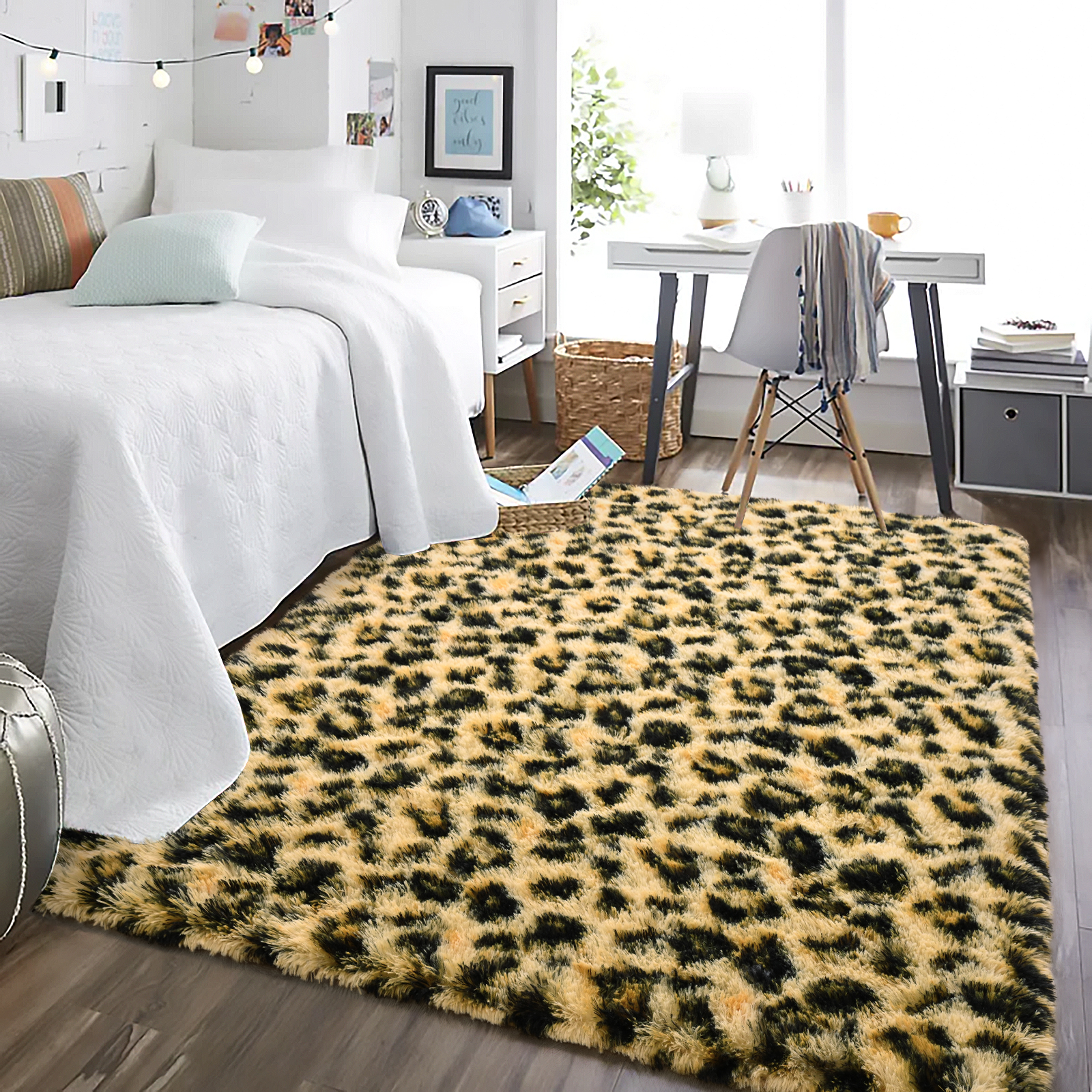 Leopard Black Animal Print Rug